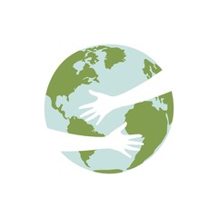 Hands hug the planet