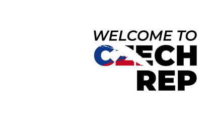 Abstract travel concept for logo, icon, poster, banner, design flag or t-shirt print. Welcome to CZECH REPUBLIC font with national CZECH flag stroke on white background. Vector illustration