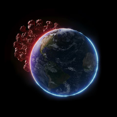 Background for coronavirus outbreak concept. The World invasion of COVID-19 virus. 3d rendering illustration. Elements of this image furnished by NASA