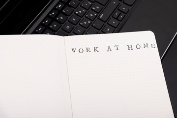 work from home concept. Man working with a laptop during home quarantine to avoid spreading the transmission of the disease of the coronavirus epidemic COVID-19. Reduction of contacts
