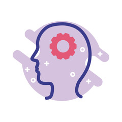 profile with gear mental health line style icon