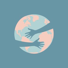 Hands hug planet earth