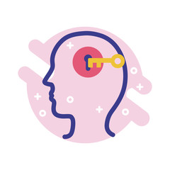 profile with key mental health line style icon