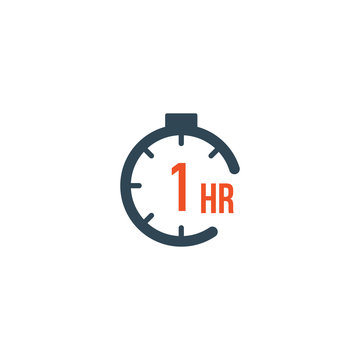 1 hour round timer or Countdown Timer icon. deadline concept. Delivery timer. Stock Vector illustration isolated on white background.