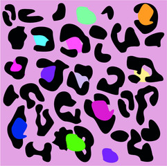 Colorful leopard pattern. Leopard pattern design, vector illustration background. Animal design. Brown, orange, yellow, red, black, pink, purple. 