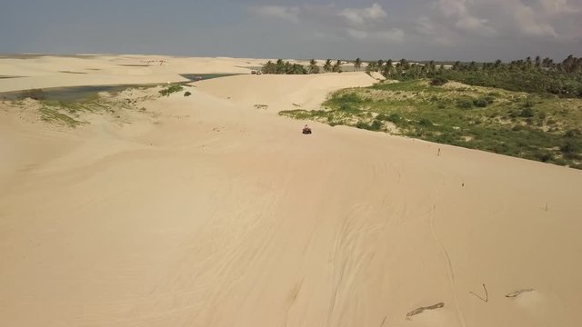Aerial view of the Dunes and Lagoa de Tatajuba, municipality of Camocim, far west of Cear&aacute;, Brazil