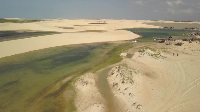 Aerial view of the Dunes and Lagoa de Tatajuba, municipality of Camocim, far west of Cear&aacute;, Brazil