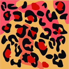 Colorful leopard pattern. Leopard pattern design, vector illustration background. Animal design. Brown, orange, yellow, red, black, pink, purple. 