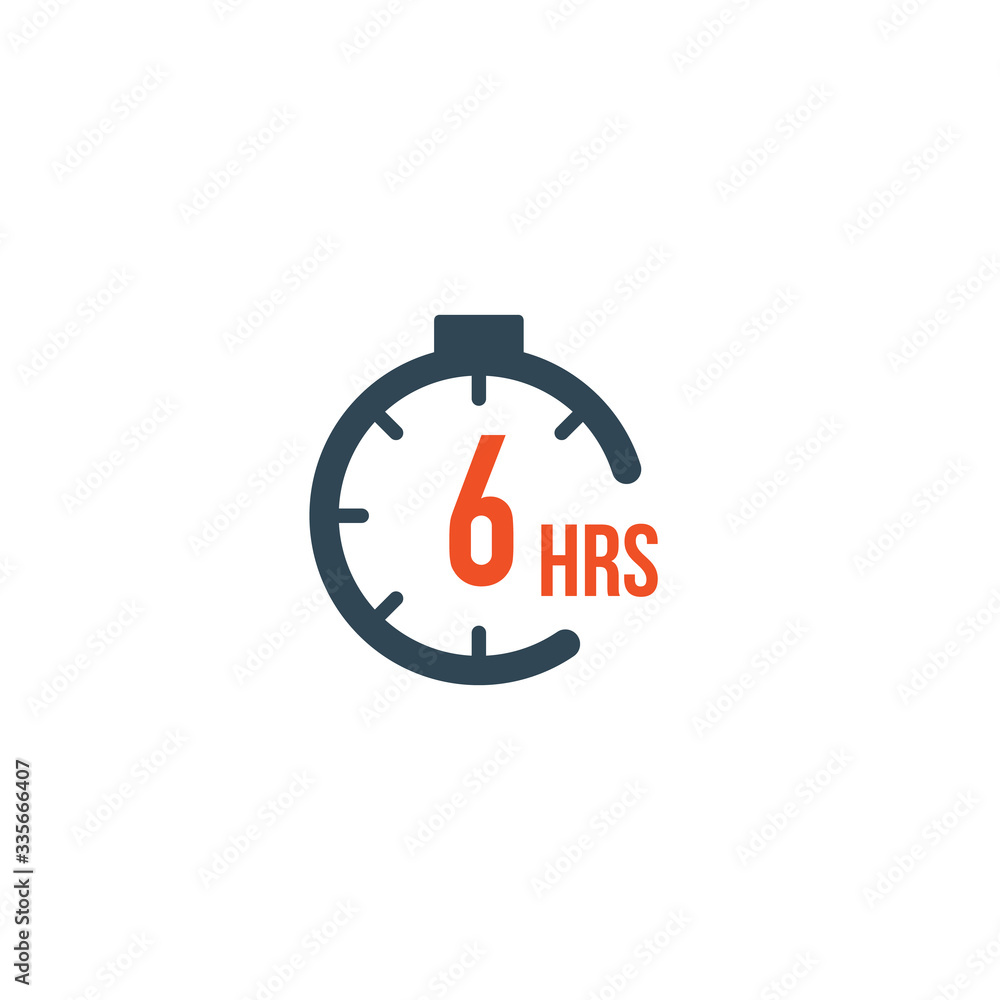 Poster 6 hours round timer or countdown timer icon. deadline concept. delivery timer. stock vector illustra