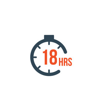 18 hours round timer or Countdown Timer icon. deadline concept. Delivery timer. Stock Vector illustration isolated on white background.