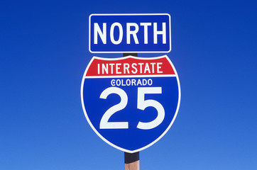 A sign for the 25 north in Colorado