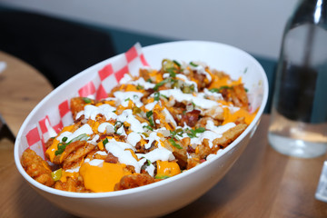 Loaded nachos with sauce