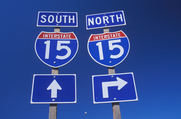 Sign for interstate 15 north and south