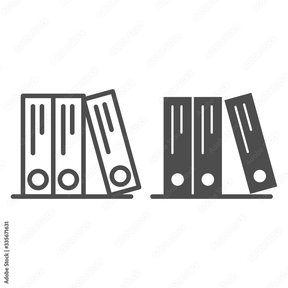Poster ring binder cases line and glyph icon. office worker archive, file folders symbol, outline style pic