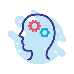 profile with gears mental health line style icon