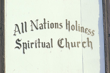 A sign that reads ÒAll Nations Holiness Spiritual ChurchÓ