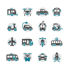 transport vehicle vector icons set