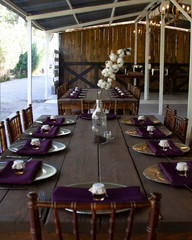 Outdoor wedding table for bridal party.