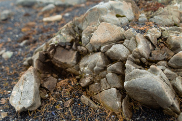 Icelandic off-road with stones close-up