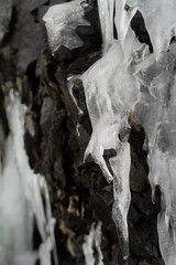 frozen waterfall on a rock