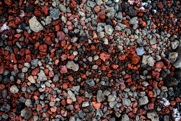 The hardened lava rocks in Iceland placed near volcano  