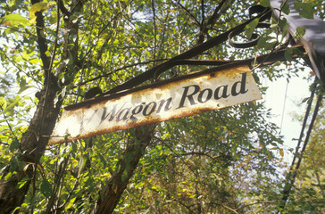 A sign that reads ÒWagon RoadÓ