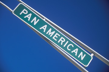 Fototapeta premium A sign that reads ÒPan AmericanÓ