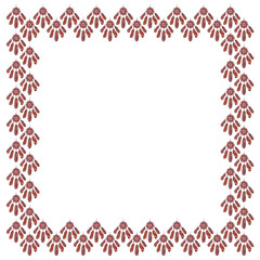 A square frame of colored hand-drawn dream catchers with feathers and beads on a white background. Native American tribal symbols. Template with place for text. Amulets of Native American. Vector.