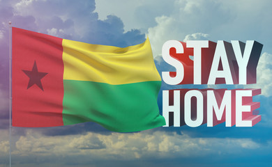 Stay home stay safe - letter typography 3D text for self quarantine times concept with flag of Austria. 3D illustration.