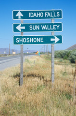 A sign that reads ÒIdaho Falls/Sun Valley/ShoshoneÓ
