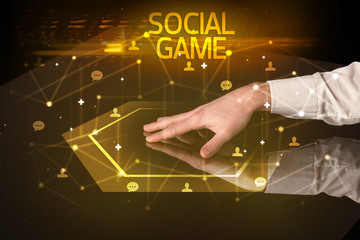 Navigating social networking with SOCIAL GAME inscription, new media concept