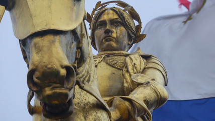 Golden statue of Maid of Orleans Joan D Arc - in New Orleans