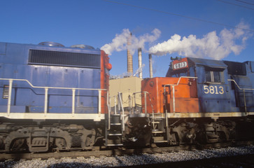 Obraz premium Trains at Chevrolet automotive plant in Detroit, Michigan