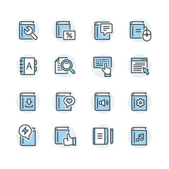 Book icon set in thin line style
