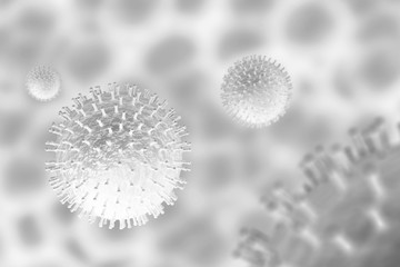 Coronavirus 2019-nCov novel coronavirus concept resposible for asian flu outbreak and coronaviruses influenza as dangerous flu strain cases as a pandemic. Microscope virus close up. 3d rendering.