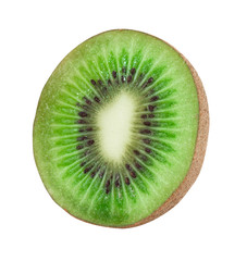 Fototapeta na wymiar Kiwi fruit is cut in half on the white background. Kiwi is a fruit that has many vitamins and properties to increase strength in the body.