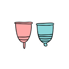 menstrual cup doodle icon, vector illustration