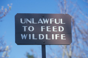 A sign that reads ÒUnlawful to feed wildlifeÓ