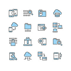 Set of custom development outline icons
