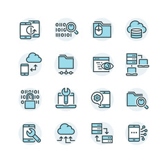 Set of custom development outline icons