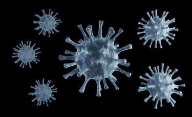 Virus 3d illustration concept. Coronavirus isolated on a black backround