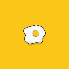 Vector Of Fried egg detailed With Shadow On Yellow Background