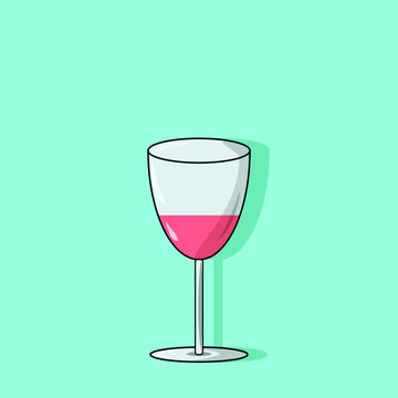 Vector of Wine On glass Detailed With Shadow on Background, Wine , Alcohol