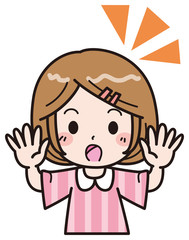 女の子　ビックリ　イラスト