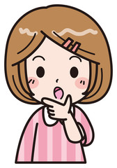 女の子　考える　イラスト