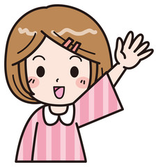女の子　挙手　イラスト