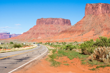 Red rock scenery along Utah state route 128 leading to Castle Valley - Utah, USA