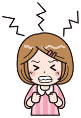 女の子　いらいら　イラスト