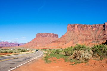 Red rock scenery along Utah state route 128 leading to Castle Valley - Utah, USA