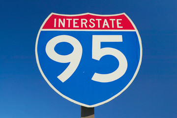 Close Up of Interstate Highway 95 going North and South